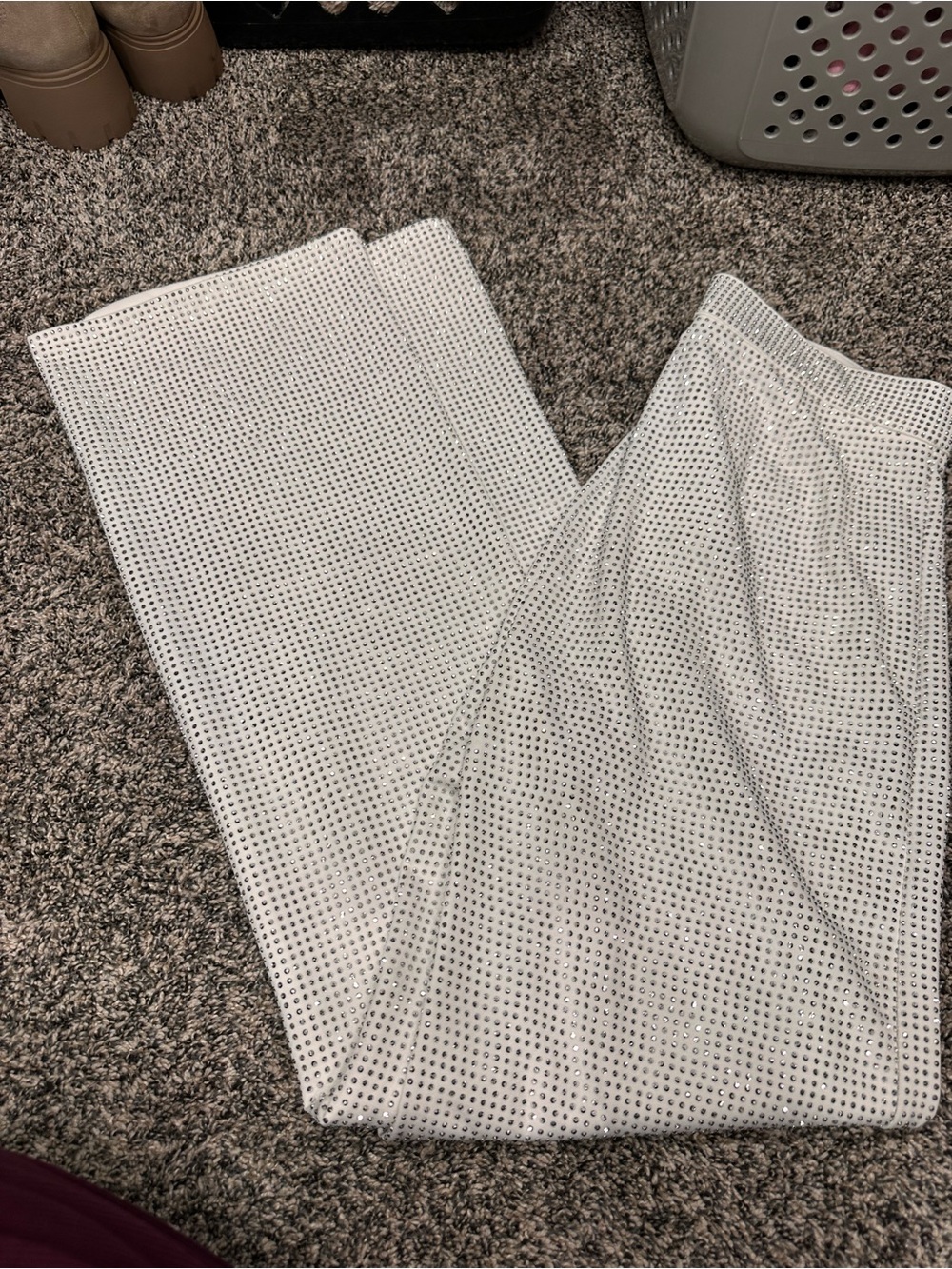 Women’s white bedazzled trouser pants